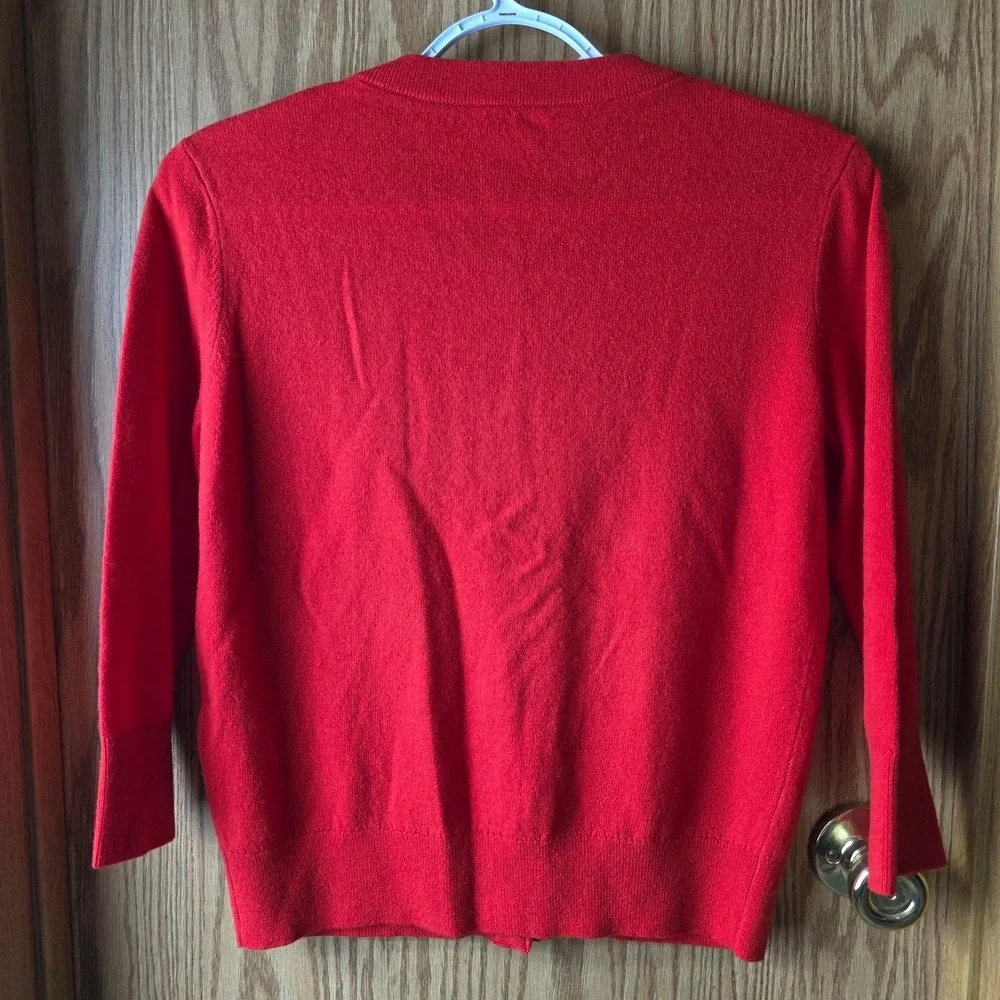 Kate Spade Love Colorfully S Red Wool Cashmere Cardigan Jeweled Buttons Cropped